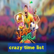 crazy time list